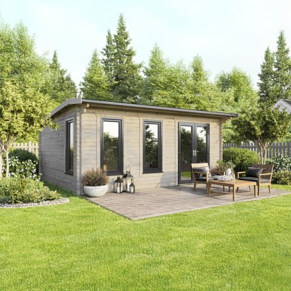 20 x 18 Powersheds Apex Log Cabin In 44mm Log Thickness with uPVC