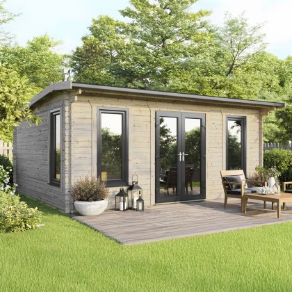 20 x 18 Powersheds Apex Log Cabin In 44mm Log Thickness with uPVC