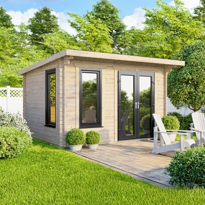 12 x 8 Powersheds Pent Log Cabin In 44mm Log Thickness with uPVC 12 x 8 Powersheds Pent Log Cabin In 44mm Log Thickness with uPVC