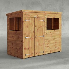 8 x 4 Powersheds Tongue & Groove Pent Wooden Shed With Double Doors, studio shot