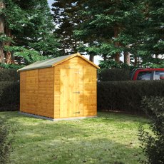 10 x 6 Powersheds Tongue & Groove Windowless Apex Wooden Shed - in situ, angle view