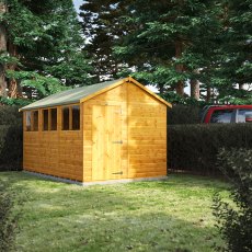 12 x 8 Powersheds Tongue & Groove Apex Wooden Shed - in situ, angle view