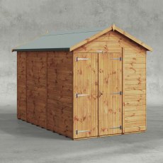 10 x 6 Powersheds Tongue & Groove Windowless Apex Wooden Shed With Double Doors - Isolated angle view