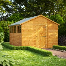 12 x 10 Powersheds Tongue & Groove Apex Wooden Shed - in situ, angle view