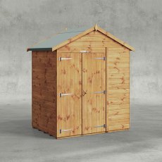 4 x 6 Powersheds Tongue & Groove Windowless Apex Wooden Shed With Double Doors - isolated angle view