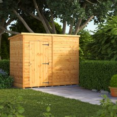 8 x 4 Powersheds Tongue & Groove Windowless Pent Wooden Shed, garden angled view