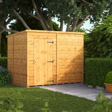 8 x 6 Powersheds Tongue & Groove Windowless Pent Wooden Shed - in situ, angle view