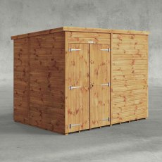 8 x 6 Powersheds Tongue & Groove Windowless Pent Wooden Shed With Double Doors - isolated
