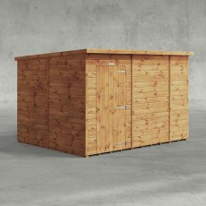 10 x 8 Powersheds Tongue & Groove Windowless Pent Wooden Shed - Isolated angle view