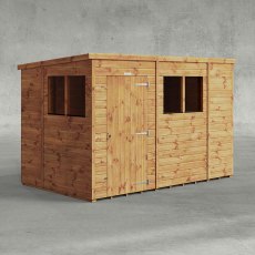 10 x 6 Powersheds Tongue & Groove Pent Wooden Shed - Isolated angle view