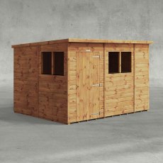 10 x 8 Powersheds Tongue & Groove Pent Wooden Shed - Isolated angle view