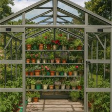 Elite Sanctuary 8x8 Greenhouse - in situ, doors