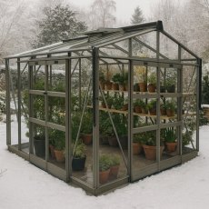 Elite Sanctuary 8x8 Greenhouse - in situ, snow