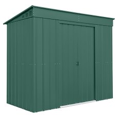 8x4 Globel Pent Metal Shed in Green - isolated angle view