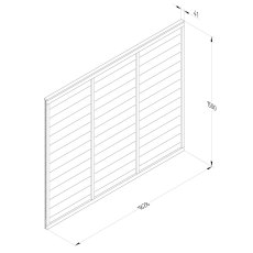 Technical line drawing of Forest Heritage 5ft lap fence panel with dimensions