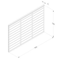 Technical line drawing of Forest Heritage 4ft lap fence panel with dimensions.