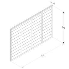 Technical drawing of Forest Signature 4ft high lap fence panel with dimensions