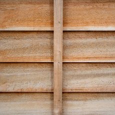 Rear view of 6ft Forest Signature lap fence panel showing horizontal rails and timber fixings