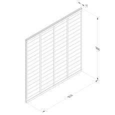 Technical drawing of Forest Signature 6ft high lap fence panel with dimensions
