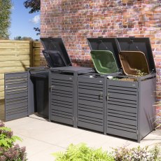 Rowlinson Garden Products Rowlinson Chelsea Quadruple Bin Store - Anthracite