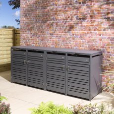 Rowlinson Garden Products Rowlinson Chelsea Quadruple Bin Store - Anthracite