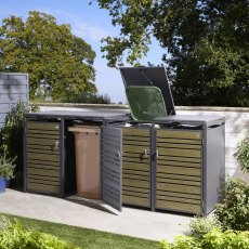 Rowlinson Garden Products Rowlinson Chelsea Quadruple Bin Store - Oak