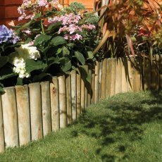 9" Rowlinson Easy Fix Spiked Log Roll Border Edging 1.8m - Pack of 4, garden view