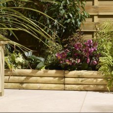 7" Rowlinson Horizontal Log Border Edging 1m - Pack of 2, planted, straight view