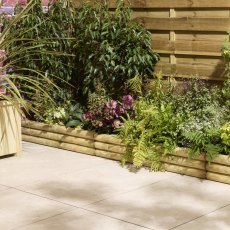 7" Rowlinson Horizontal Log Border Edging 1m - Pack of 4, planted, angled view