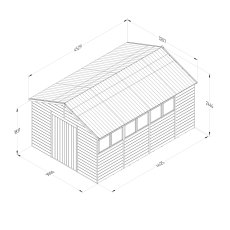 15 x 10 Forest Timberdale 25yr Guarantee Tongue & Groove Pressure Treated Double Door Apex Shed, dimensions