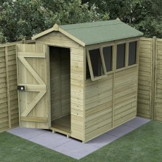 6 x 4 Forest Timberdale 25yr Guarantee Tongue & Groove Pressure Treated Apex Shed, garden setting