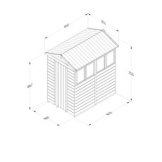 6 x 4 Forest Timberdale 25yr Guarantee Tongue & Groove Pressure Treated Apex Shed, dimensions