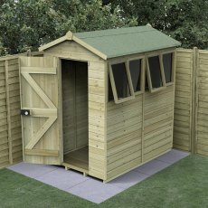 6 x 4 Forest Timberdale 25yr Guarantee Tongue & Groove Pressure Treated Apex Shed, windows