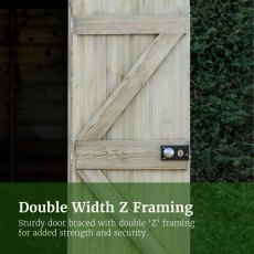 6 x 4 Forest Timberdale 25yr Guarantee Tongue & Groove Pressure Treated Apex Shed, door z-framing