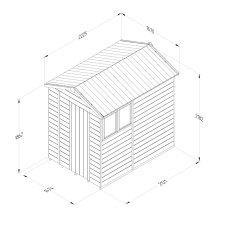 7 x 5 Forest Timberdale 25yr Guarantee Tongue & Groove Pressure Treated Apex Shed, dimensions