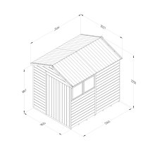 8 x 6 Forest Timberdale Pressure Treated Double Door Apex Shed, dimensions