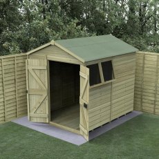 8 x 6 Forest Timberdale Pressure Treated Double Door Apex Shed, opening windows