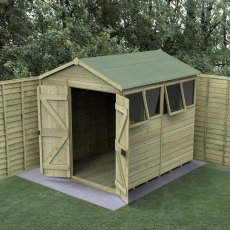 8 x 6 Forest Timberdale Pressure Treated Double Door Apex Shed, opening windows