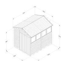 8 x 6 Forest Timberdale Pressure Treated Double Door Apex Shed, dimensions
