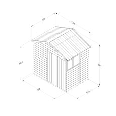 7 x 5 Forest Timberdale Pressure Treated Double Door Apex Shed, dimensions