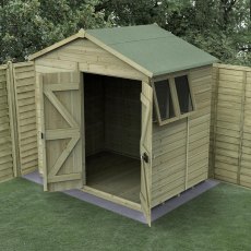 7 x 5 Forest Timberdale Pressure Treated Double Door Apex Shed, opening windows