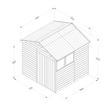 7 x 7 Forest Timberdale 25yr Guarantee Tongue & Groove Pressure Treated Double Door Apex Shed, dimensions