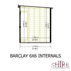 Shire Barclay 6 x 6 Corner Summerhouse internal dimensions and construction specification drawing