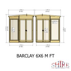 Shire Barclay 6 x 6 Corner Summerhouse dimensions plan showing layout and footprint dimensions