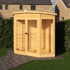 Shire Barclay 6 x 6 Corner Summerhouse with glazed double doors and traditional timber finish