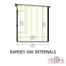 Shire Ramsey 6 x 6 Corner Summerhouse internal dimensions and construction specification drawing