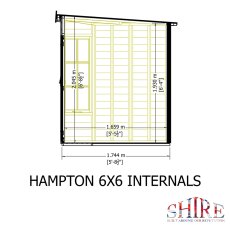 Shire Hampton 6 x 6 Corner Summerhouse internal dimensions and construction specification drawing