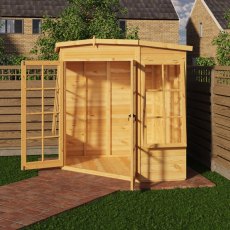 Shire Hampton 6 x 6 Corner Summerhouse with wide opening glazed double doors for easy access