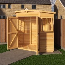 Shire 6x6 Corner Shed with open doors and side window