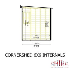 Shire 6x6 Corner Shed internal dimensions diagram